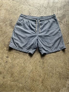 Faherty Blue Geometric Swim Trunks